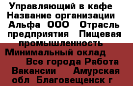 Управляющий в кафе › Название организации ­ Альфа, ООО › Отрасль предприятия ­ Пищевая промышленность › Минимальный оклад ­ 15 000 - Все города Работа » Вакансии   . Амурская обл.,Благовещенск г.